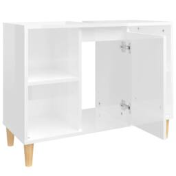 Berkfield Home Sink Cabinet High Gloss White 80x33x60 cm Engineered Wood - Size: 80 x 33 x 60 cm - thumbnail 7