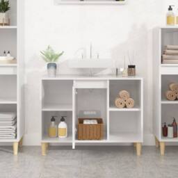Berkfield Home Sink Cabinet High Gloss White 80x33x60 cm Engineered Wood - Size: 80 x 33 x 60 cm