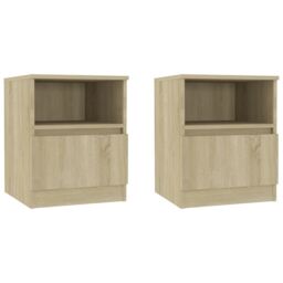 Berkfield Home Bed Cabinets 2 pcs Sonoma Oak 40x40x50 cm Engineered Wood in Brown - Size: 40 x 40 x 50 cm - thumbnail 2