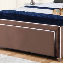 UK Bed Furniture Ariana Upholstered Bed Frame with 48-inch Headboard - Slatted Base in Brown - Size: Single - thumbnail 3