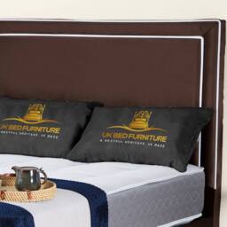 UK Bed Furniture Ariana Upholstered Bed Frame with 48-inch Headboard - Slatted Base in Brown - Size: Single - thumbnail 2