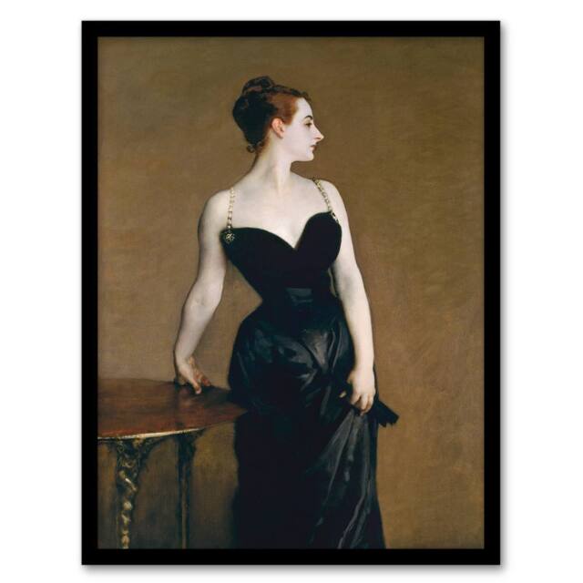 Artery8 John Singer Sargent Framed Wall Art Print Madame X Portrait Painting in Brown - Size: A4 - image 1