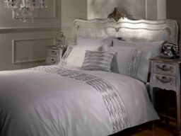 Rapport Home Crystal Shine Polycotton Duvet Cover Set with Pillowcase in Silver - Size: Single - thumbnail 1