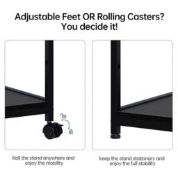 Huhote Versatile 3-Tier Printer Stand with Storage Rolling Printer Cart in Black - thumbnail 6