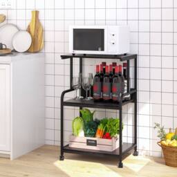 Huhote Versatile 3-Tier Printer Stand with Storage Rolling Printer Cart in Black - thumbnail 8