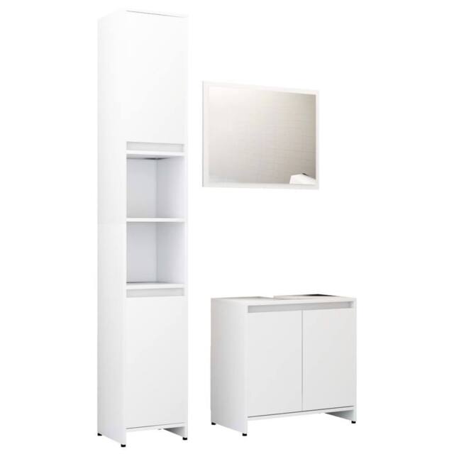 Berkfield Home 3 Piece Bathroom Furniture Set White Engineered Wood - image 1
