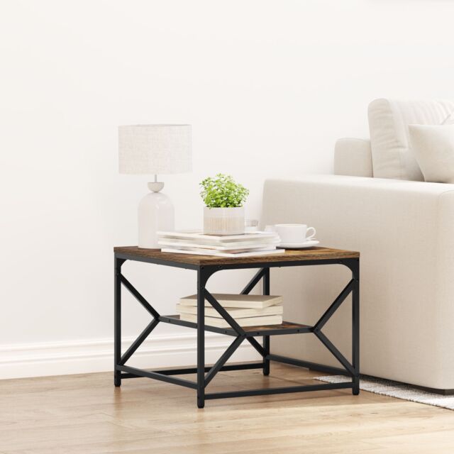 Berkfield Home Coffee Table with Storage Shelf - Smoked Oak, 51x50x40 cm, Made of Engineered Wood in Brown - Size: 51 x 50 x 40 cm - image 1