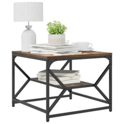 Berkfield Home Coffee Table with Storage Shelf - Smoked Oak, 51x50x40 cm, Made of Engineered Wood in Brown - Size: 51 x 50 x 40 cm - thumbnail 3
