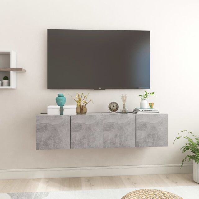 Berkfield Home Hanging TV Cabinets 2 pcs Concrete Grey 60x30x30 cm - Size: 60 x 30 x 30 cm - image 1
