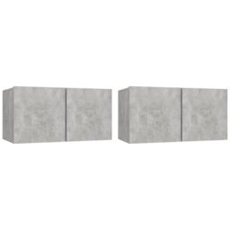 Berkfield Home Hanging TV Cabinets 2 pcs Concrete Grey 60x30x30 cm - Size: 60 x 30 x 30 cm - thumbnail 2