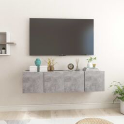 Berkfield Home Hanging TV Cabinets 2 pcs Concrete Grey 60x30x30 cm - Size: 60 x 30 x 30 cm - thumbnail 1