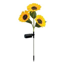 VOGREX 2PCS 3 Heads LED Solar Power Sunflower Stake Lights in Yellow