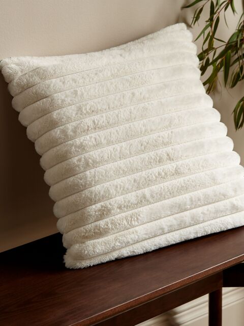 Catherine Lansfield 'Cosy Ribbed' Cushion in Cream - Size: 45 cm x 45 cm - image 1