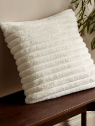 Catherine Lansfield 'Cosy Ribbed' Cushion in Cream - Size: 45 cm x 45 cm