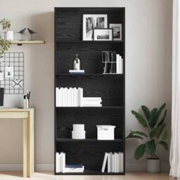 Berkfield Home Book Cabinet Black Oak 80x30x189 cm Engineered Wood - Size: 80 x 30 x 189 cm - thumbnail 3