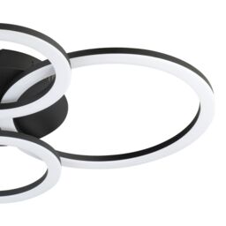 Eglo Parrapos-Z Modern Black Steel Smart Control, Colour Changing Ceiling Light, (W) 45cm - thumbnail 4