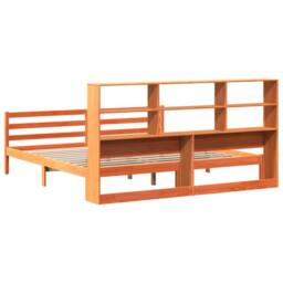 Berkfield Home Bookcase Bed without Mattress Wax Brown 200x200 cm Solid Wood - thumbnail 6