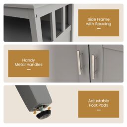 Costway Modern Storage Cabinet Kitchen Buffet Server Sideboard w/ Shelf in Grey - thumbnail 3