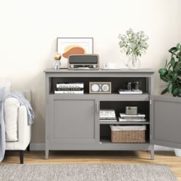 Costway Modern Storage Cabinet Kitchen Buffet Server Sideboard w/ Shelf in Grey - thumbnail 9
