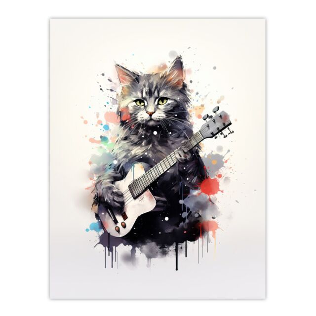 "Artery8 Wall Art Print Smelly Cat Lovers Gift Watercolour Pet Portrait Painting Artwork Poster - Size: W24"" x H32""" - image 1
