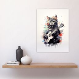 "Artery8 Wall Art Print Smelly Cat Lovers Gift Watercolour Pet Portrait Painting Artwork Poster - Size: W24"" x H32""" - thumbnail 4