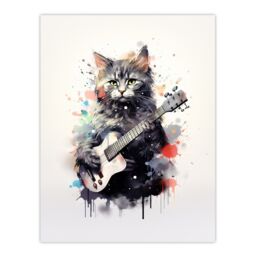 "Artery8 Wall Art Print Smelly Cat Lovers Gift Watercolour Pet Portrait Painting Artwork Poster - Size: W24"" x H32""" - thumbnail 1