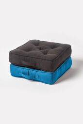 Homescapes Rajput Ribbed Cotton Floor Cushion in Teal - Size: 40 cm x 40 cm - thumbnail 6