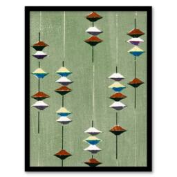 Artery8 Furuya Korin Framed Wall Art Print Vintage Japan Textile Pattern in Green - Size: A4 - thumbnail 1