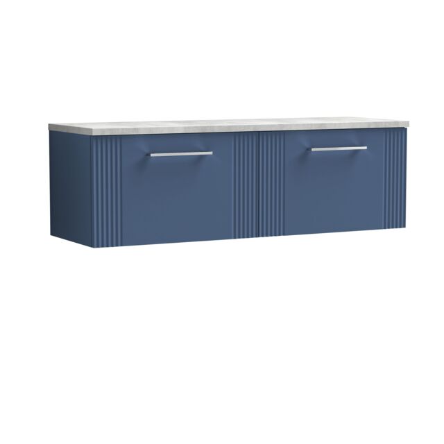 Balterley 2 Drawer Wall Hung Vanity Unit Grey Laminate Worktop, Blue 1200mm - image 1