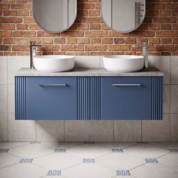 Balterley 2 Drawer Wall Hung Vanity Unit Grey Laminate Worktop, Blue 1200mm - thumbnail 8