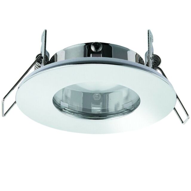 Loops IP65 Bathroom Slim Round Ceiling Downlight Chrome Plate Recessed LED GU10 Lamp - image 1