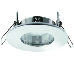 Loops IP65 Bathroom Slim Round Ceiling Downlight Chrome Plate Recessed LED GU10 Lamp - thumbnail 1