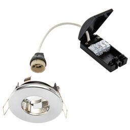 Loops IP65 Bathroom Slim Round Ceiling Downlight Chrome Plate Recessed LED GU10 Lamp - thumbnail 3