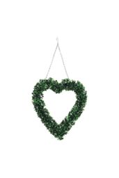 Living and Home Artificial Boxwood Green Leaves Heart Shaped Wreath - thumbnail 2