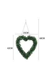 Living and Home Artificial Boxwood Green Leaves Heart Shaped Wreath - thumbnail 3