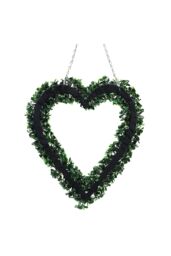 Living and Home Artificial Boxwood Green Leaves Heart Shaped Wreath - thumbnail 4