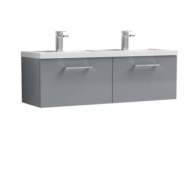 Balterley Level 1200mm Wall Hung 2 Drawer Unit, 2 Polymarble Basin - Satin Grey - image 1