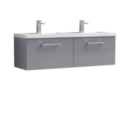 Balterley Level 1200mm Wall Hung 2 Drawer Unit, 2 Polymarble Basin - Satin Grey