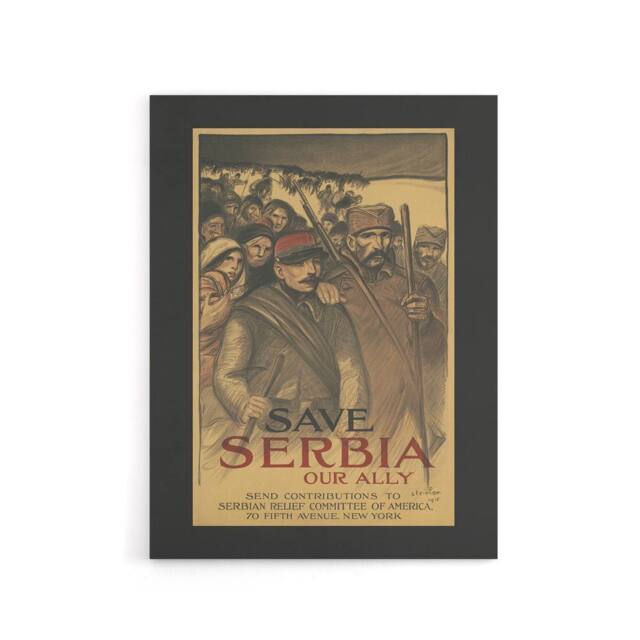 "Artery8 Save Serbia Our Ally WWI Propaganda Steinlen Canvas Wall Art in Brown - Size: W18"" x H24""" - image 1