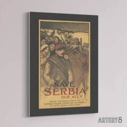 "Artery8 Save Serbia Our Ally WWI Propaganda Steinlen Canvas Wall Art in Brown - Size: W18"" x H24""" - thumbnail 2