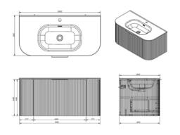Vente-unique Fluted Wall-Hung Bathroom Unit With Inset Basin - Matt Green - 100 Cm - thumbnail 7