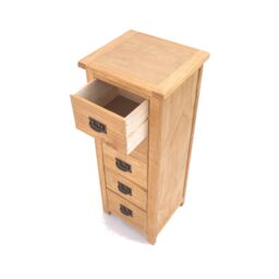 Cabinet Bits Lugo 5 Drawer Narrow Chest of Drawers Bras Drop Handle in Light Brown - thumbnail 4