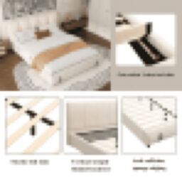 Matteo Upholstered bed, For adults & teenagers, 4ft6 double bed 135×190cm, Durable & Sturdy, Soft headboard, MDF + Velvet + Plywood, White - thumbnail 8