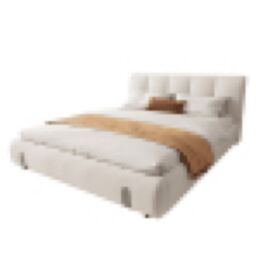 Matteo Upholstered bed, For adults & teenagers, 4ft6 double bed 135×190cm, Durable & Sturdy, Soft headboard, MDF + Velvet + Plywood, White - thumbnail 7