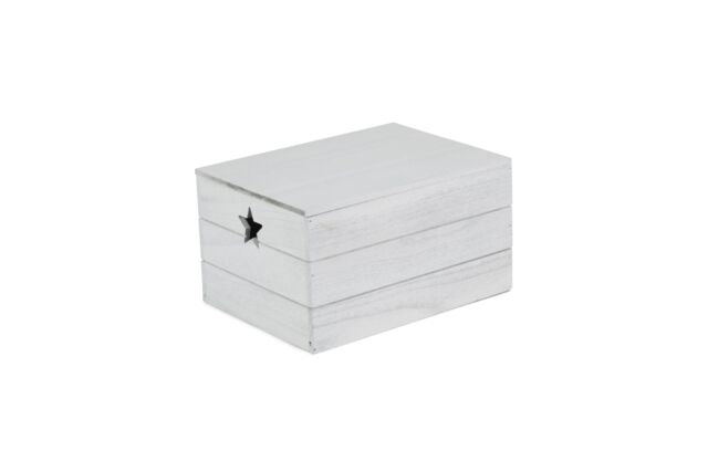 Red Hamper Wooden Vintage Effect Star Cut Out Box in Grey - Size: Small - image 1