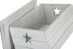 Red Hamper Wooden Vintage Effect Star Cut Out Box in Grey - Size: Small - thumbnail 3