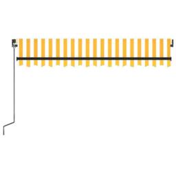 Berkfield Home Manual Retractable Awning with LED 350x250 cm Yellow & White - thumbnail 4