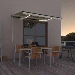 Berkfield Home Manual Retractable Awning with LED 350x250 cm Yellow & White - thumbnail 2