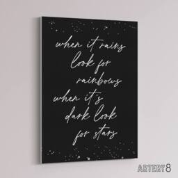 "Artery8 When It's Dark Look For Stars Modern Motivational Canvas Art Print in Black - Size: W24"" x H32""" - thumbnail 2