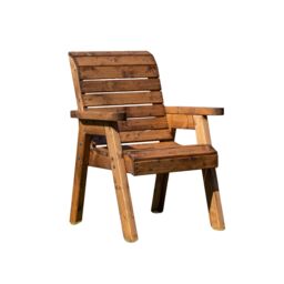 Samuel Alexander Charles Taylor Hand Made Traditional Chunky Rustic Wooden Garden Chair Furniture Flat Packed in Brown - thumbnail 6